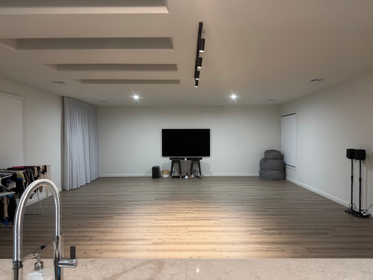 The existing Pakenham living room and fixed TV wall